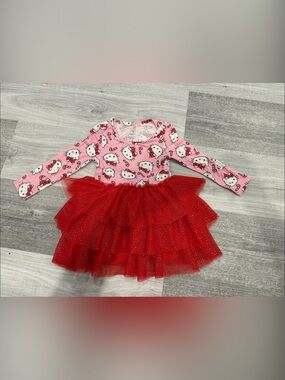 Posh Peanut Hello Kitty Pink & Red Tulle Layered Character Dress